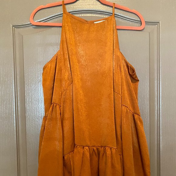 Cold Shoulder Velvet Orange Top + Flared Sleeves - Picture 2 of 6